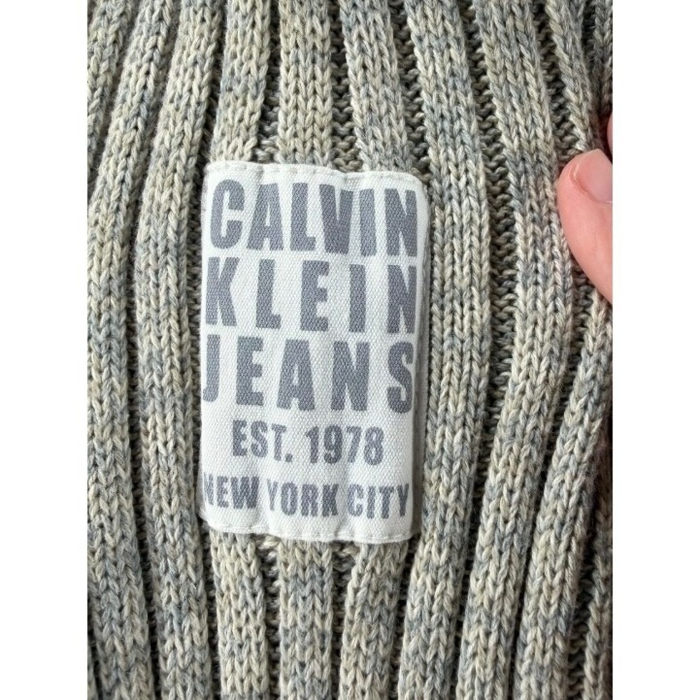 Calvin Klein Jeans Mens Tan Ribbed Full Zip Cotton Sweater MG30N07O Small - Picture 9 of 9